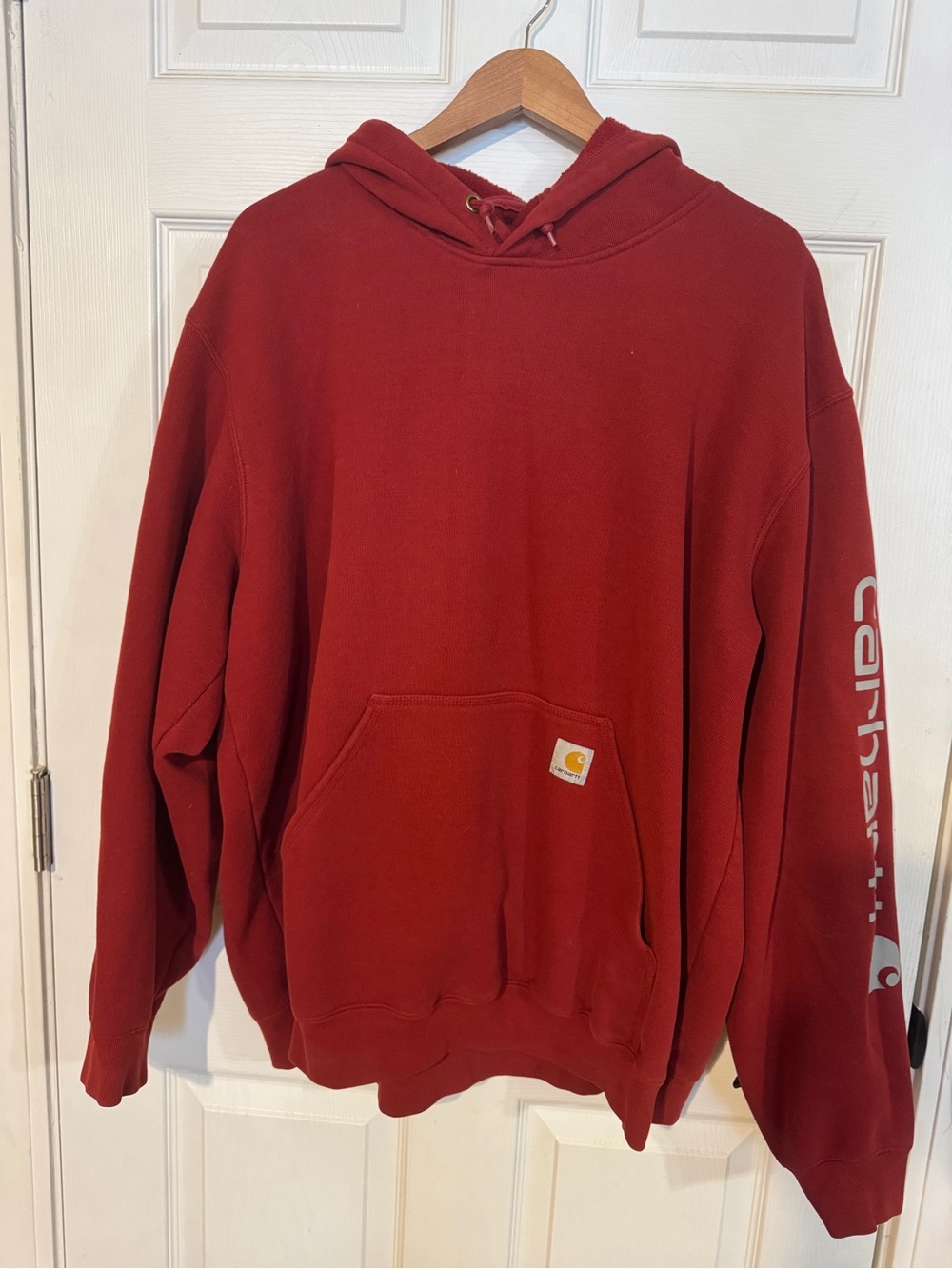 Carhartt Men's Red Hooded Sweatshirt